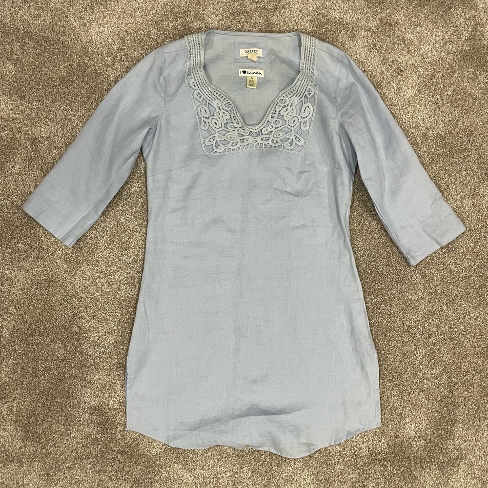 Malvin Hamburg Germany Light Blue Women's linen Dress Small - Picture 12 of 12